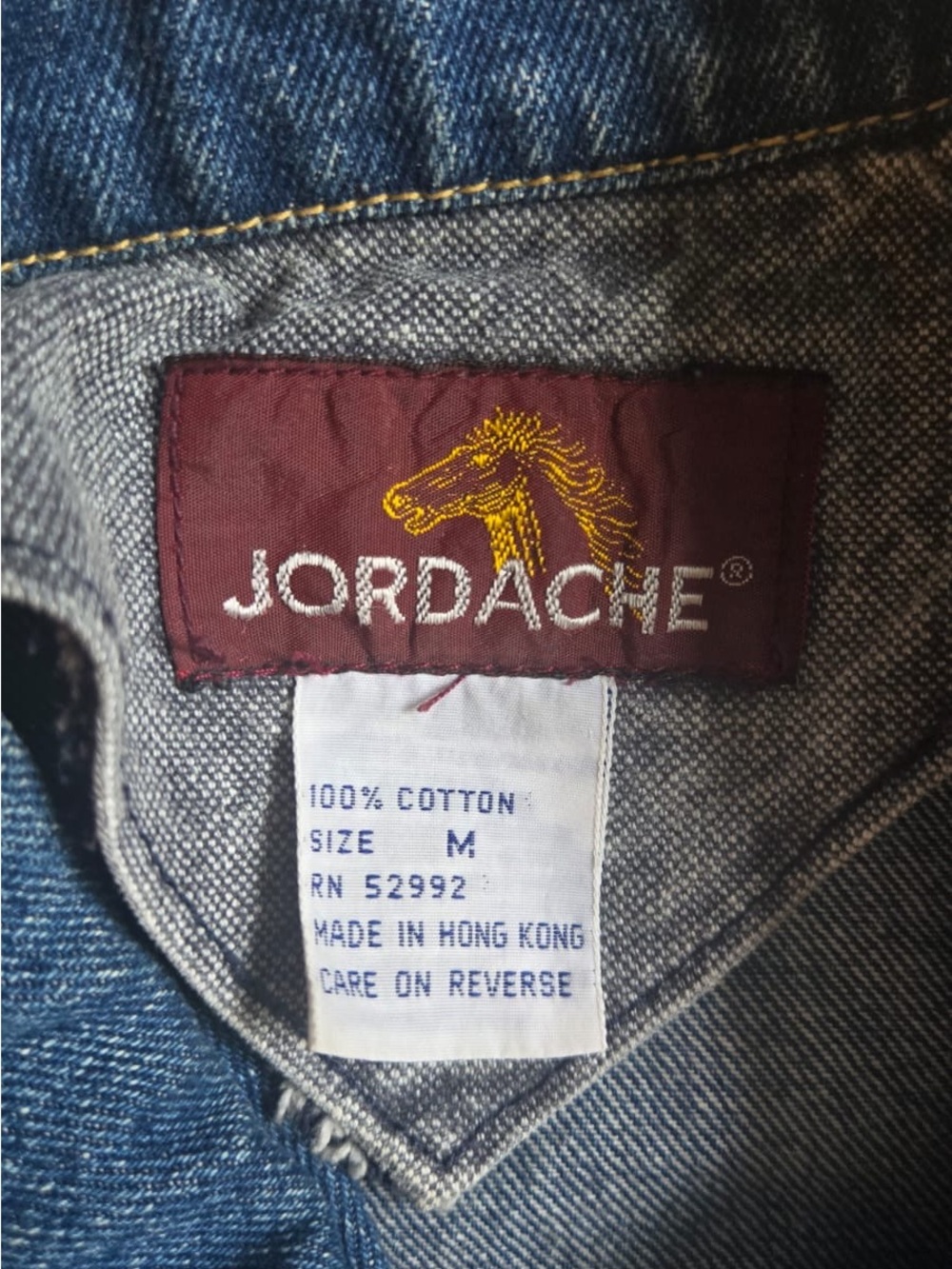 Vintage 80’s Jordache Denim Bomber Jacket M Two Toned Zip Blue Jean Pockets - Picture 8 of 9